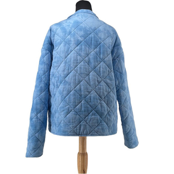 BAGATELLE quilted jacket Shacket sky blue relaxed fit button front sz lg - Picture 2 of 14